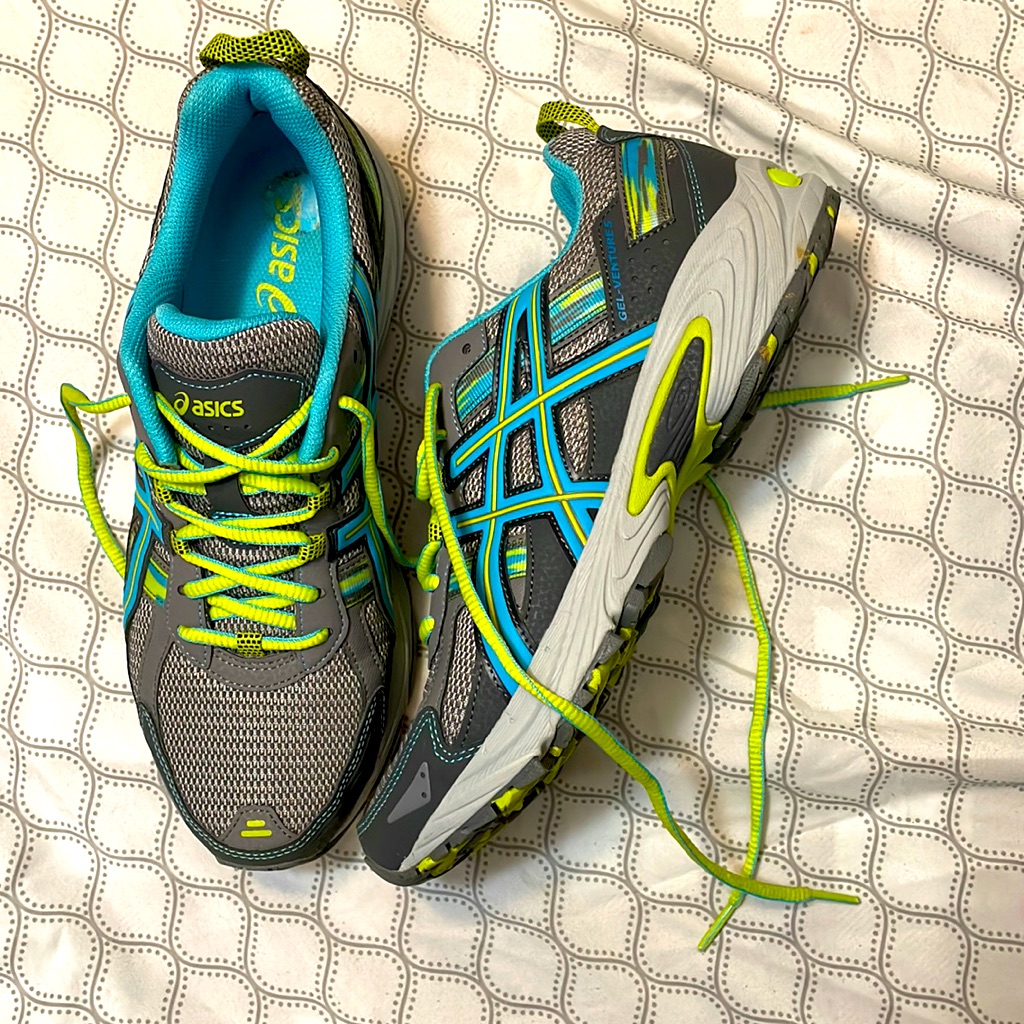 Asics Gel-Venture 5 Sneakers Womens 9.5 Blue Green Gray